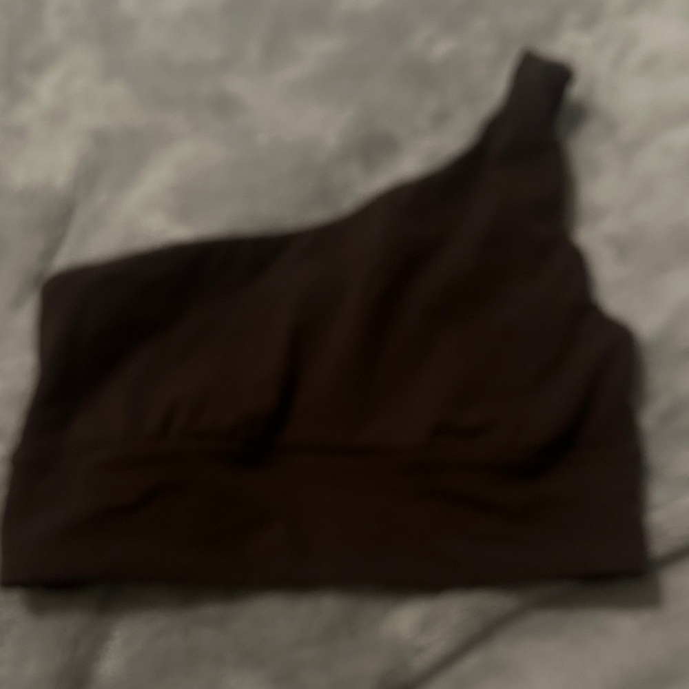 lululemon athletica One-Shoulder Sports Bra in Dark Brown